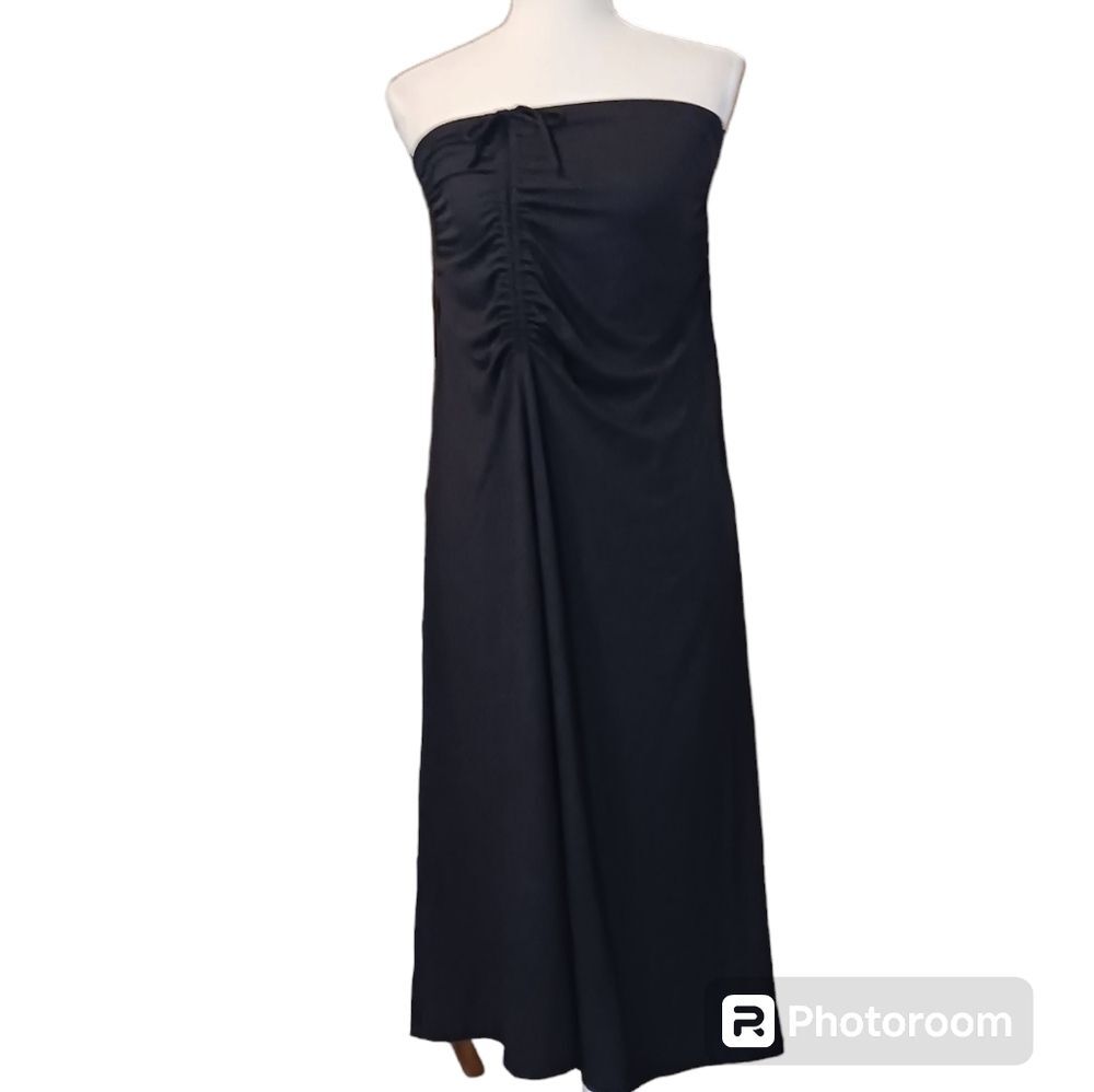 House of Harlow 1960 Strapless Formal Ruched Black Maxi Dress Small NWOT